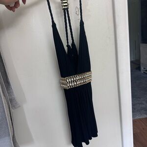 Sky Black and Gold Embellished Blouse